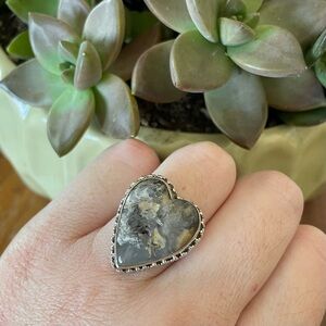 Tiger Dendritic Sterling Silver Ring S925 - Size 7